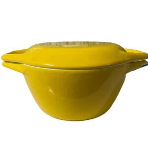Vintage Copco‎ Denmark D1 Yellow Enamel Cast Iron Small Dutch oven lid 1960's